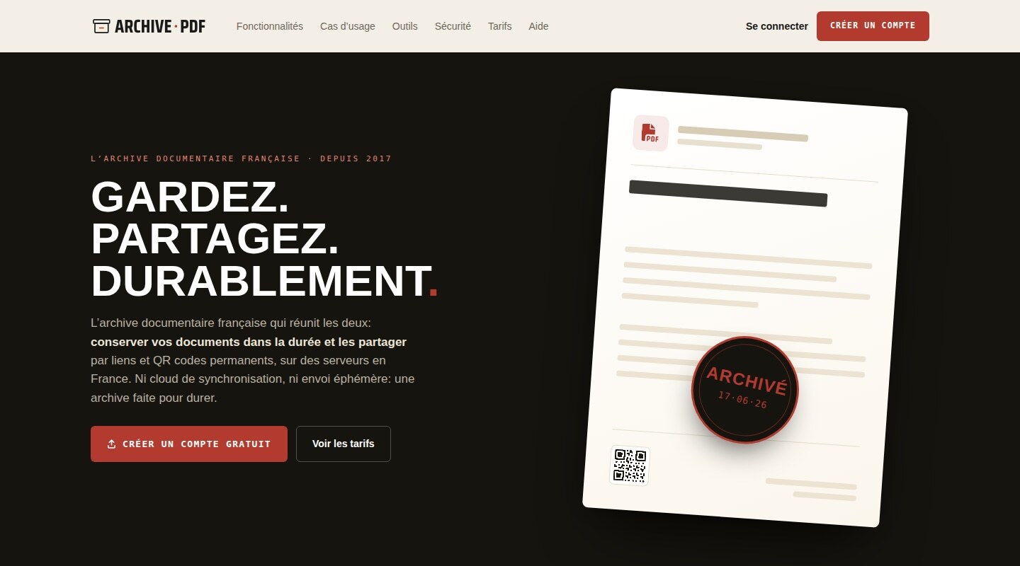 Archive PDF homepage