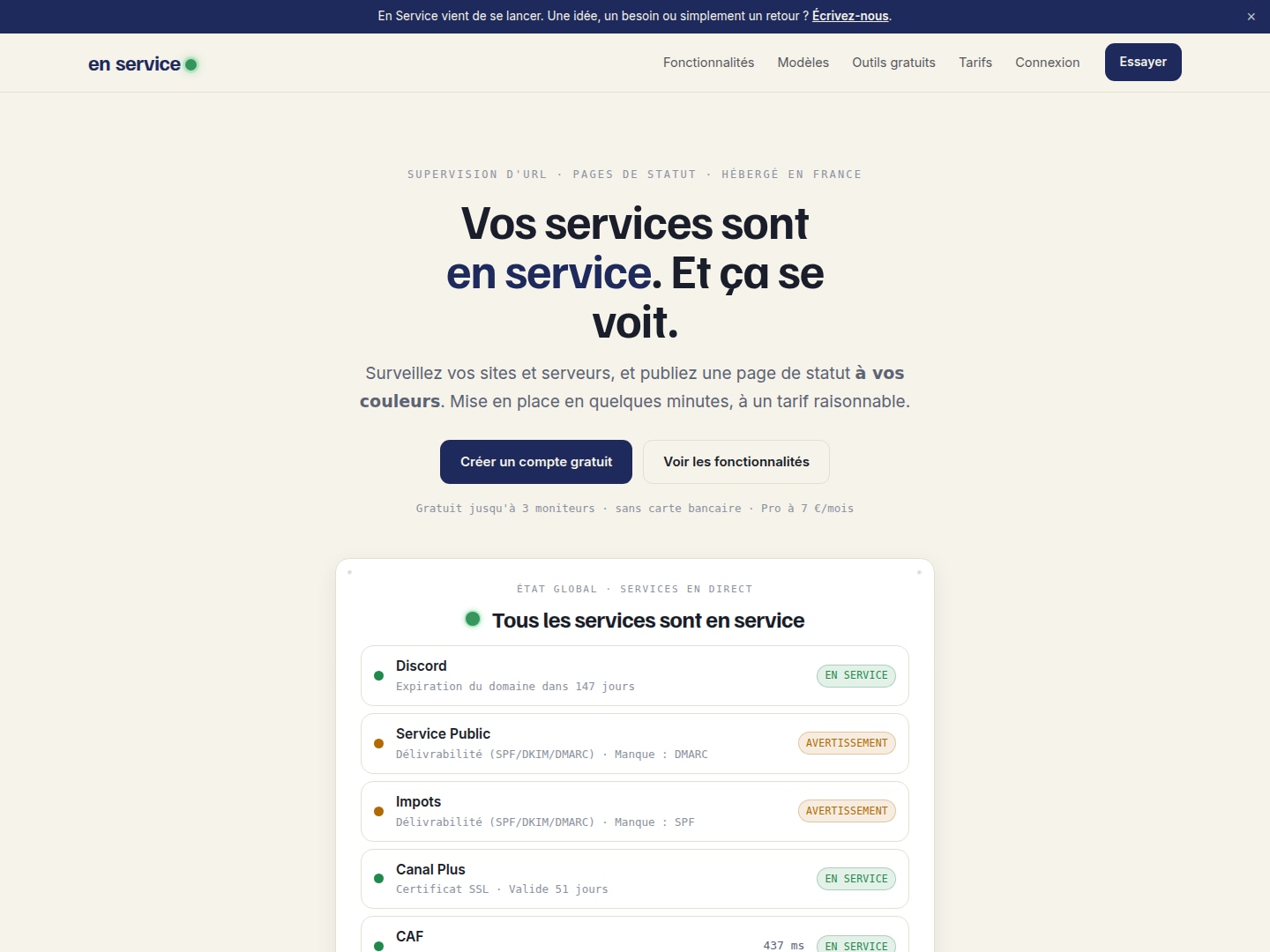 En Service homepage
