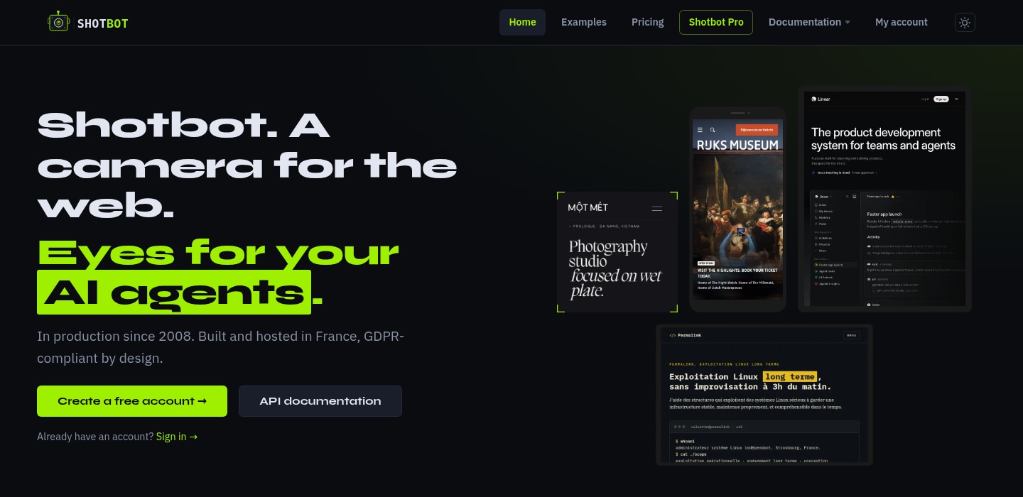 Shotbot homepage